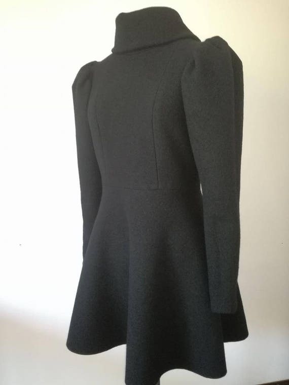 Vestito da donna in lana cotta nera con collo alto e maniche | Etsy Italia