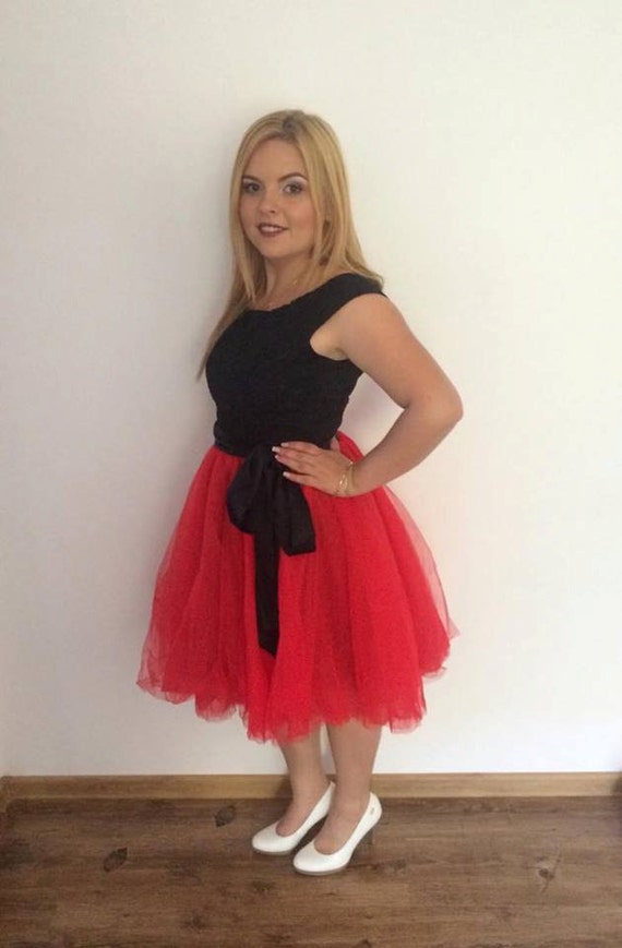 Vestito cerimonia da donna in tulle rosso e pizzo nero Vestito | Etsy Italia
