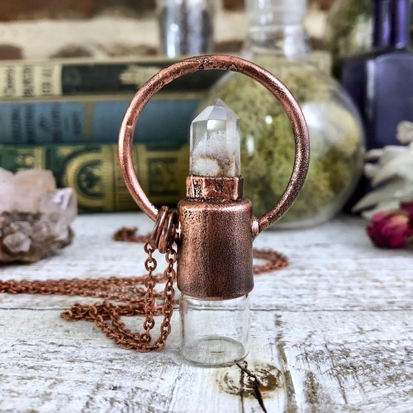 Included Quartz Crystal Jewelry Rollerball Necklace Essential Oil Jewelry / Roller Ball Perfume Bottle Keepsake Potion Vial