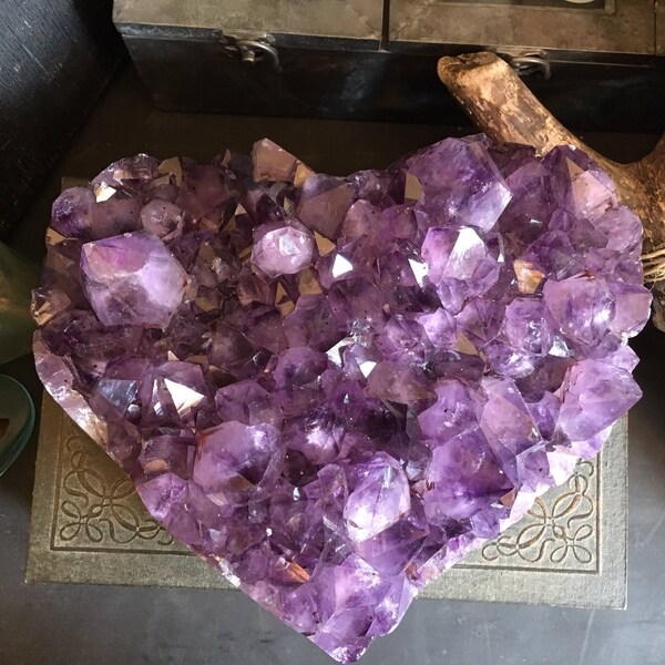 Heart Shaped Amethyst Cluster Raw Giant Amethyst Geode Heart / Stone Purple Crystal Gift for her Bohemian / Gift Idea Druzy Crystal