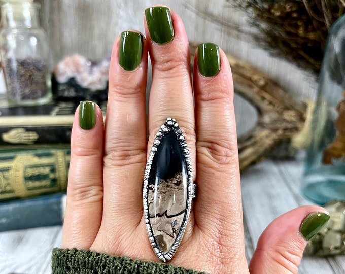 Size 9 Large Fossilized Palm Root Statement Ring Handcrafted in Fine Silver / Foxlark Collection - One of a Kind