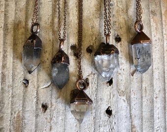 Raw Crystal Necklace Clear Crystal Quartz Necklace / Rough Boho Stone Necklace Bohemian Gypsy Jewelry Healing Crystals / Natural Stone Gift