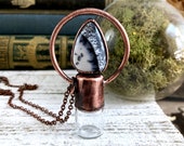 Dendritic Opal Crystal Jewelry Rollerball Necklace Essential Oil Jewelry Aromatherapy Roller Ball Mini Perfume Bottle Keepsake Potion Vial
