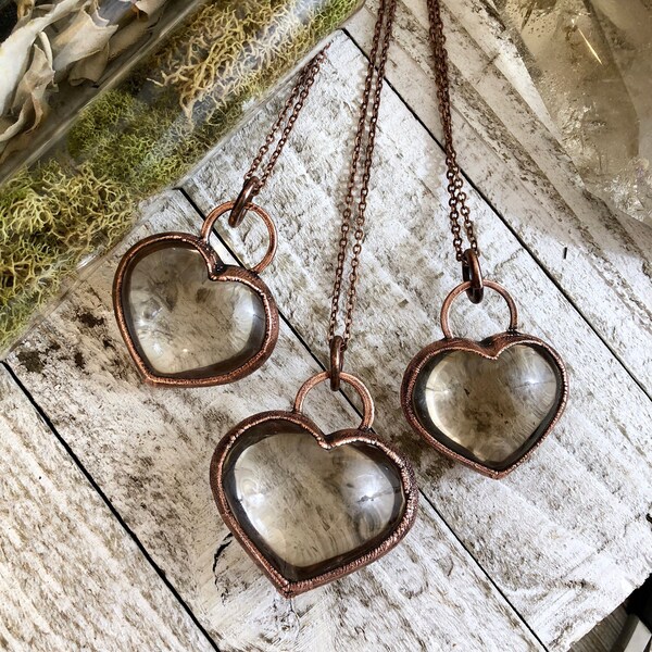 Gift For Her Smoky Quartz Necklace Crystal Heart Necklace • Crystal Jewelry Heart Pendant Gothic Heart Love Jewelry