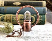 Rutilated Quartz Crystal Jewelry Rollerball Necklace Essential Oil Jewelry Aromatherapy Roller Ball Mini Perfume Bottle Keepsake Potion Vial