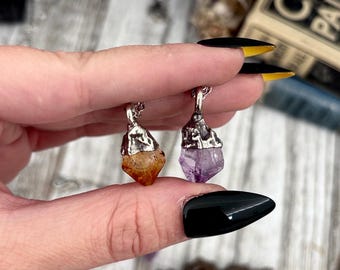 Dainty Raw Amethyst Necklace or Citrine Necklace in Silver/ Foxlark Collection / Gemstone Jewelry Witchy Crystal Pendant / Layering Necklace