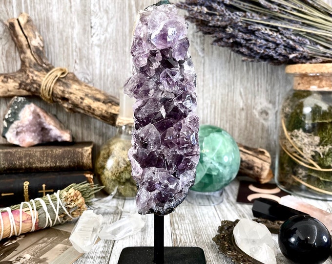 Large Purple Amethyst Crystal Druzy Geode W Stand / FoxlarkCrystals / Big Crystal Cluster Natural Crystal Healing Crystal Wiccan Gemstone