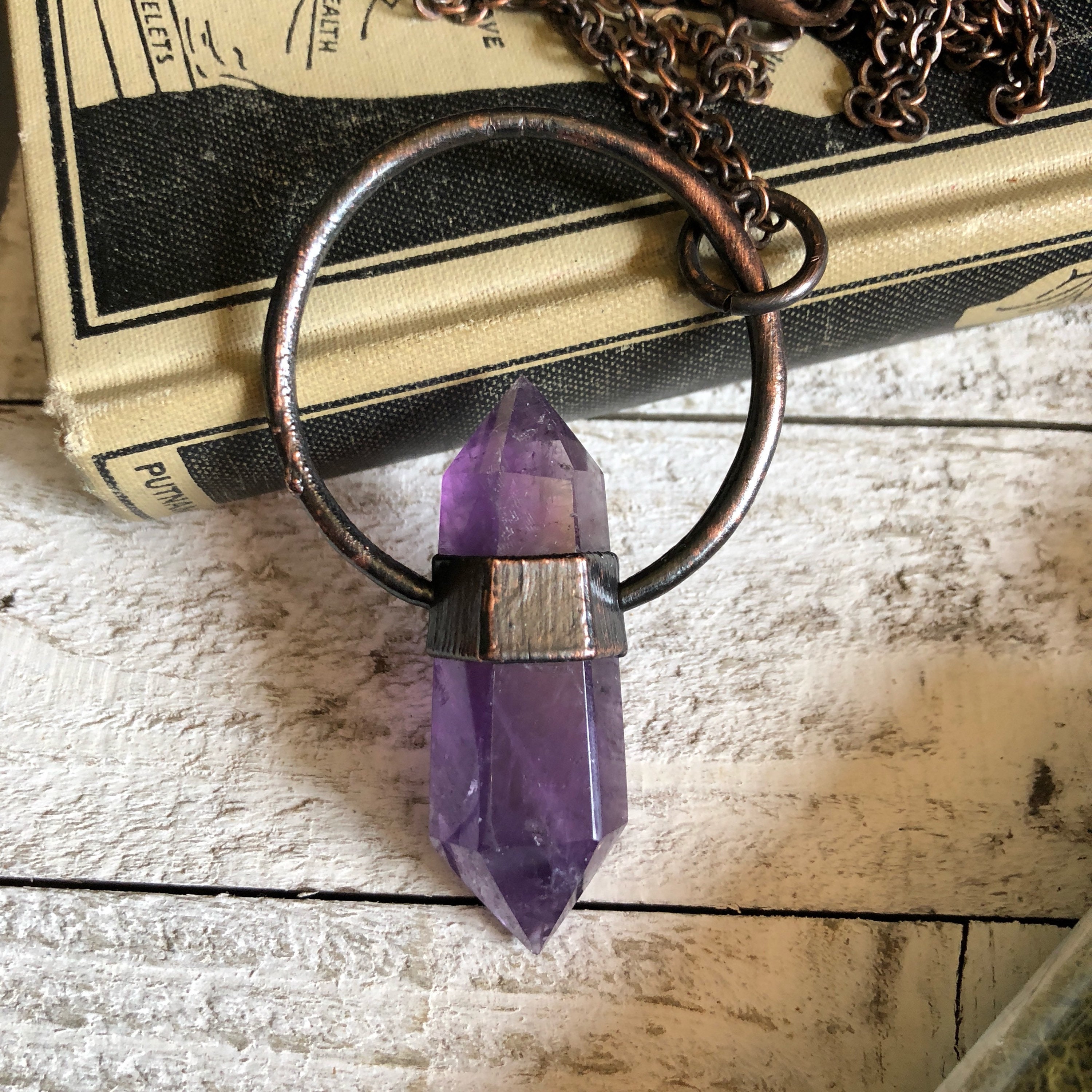 amethyst crystal necklace sterling silver