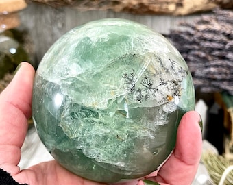 Large Green Fluorite Crystal Ball / FoxlarkCrystals / Big Crystal Sphere Polished Natural Crystal Ball Orb Healing Crystal Home Decor