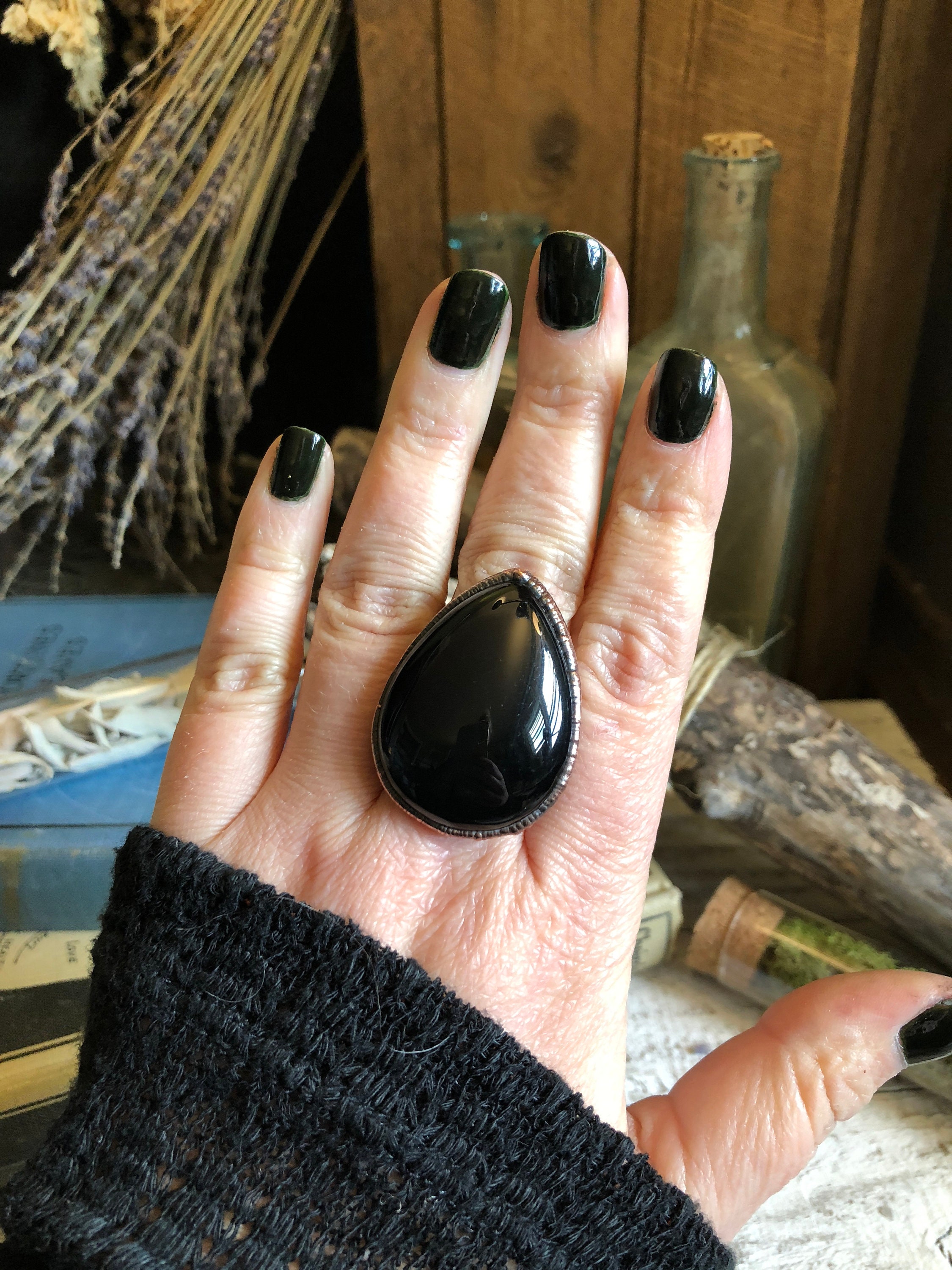 Rainbow obsidian shop ring