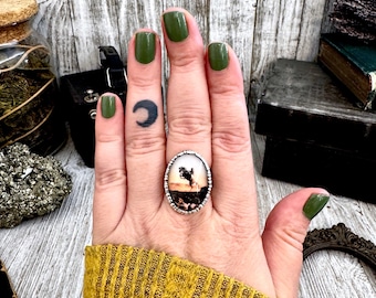 Road To Nowhere - Vintage Cowboy On Horse Ring Fine Silver Size 8.5 / One of a Kind