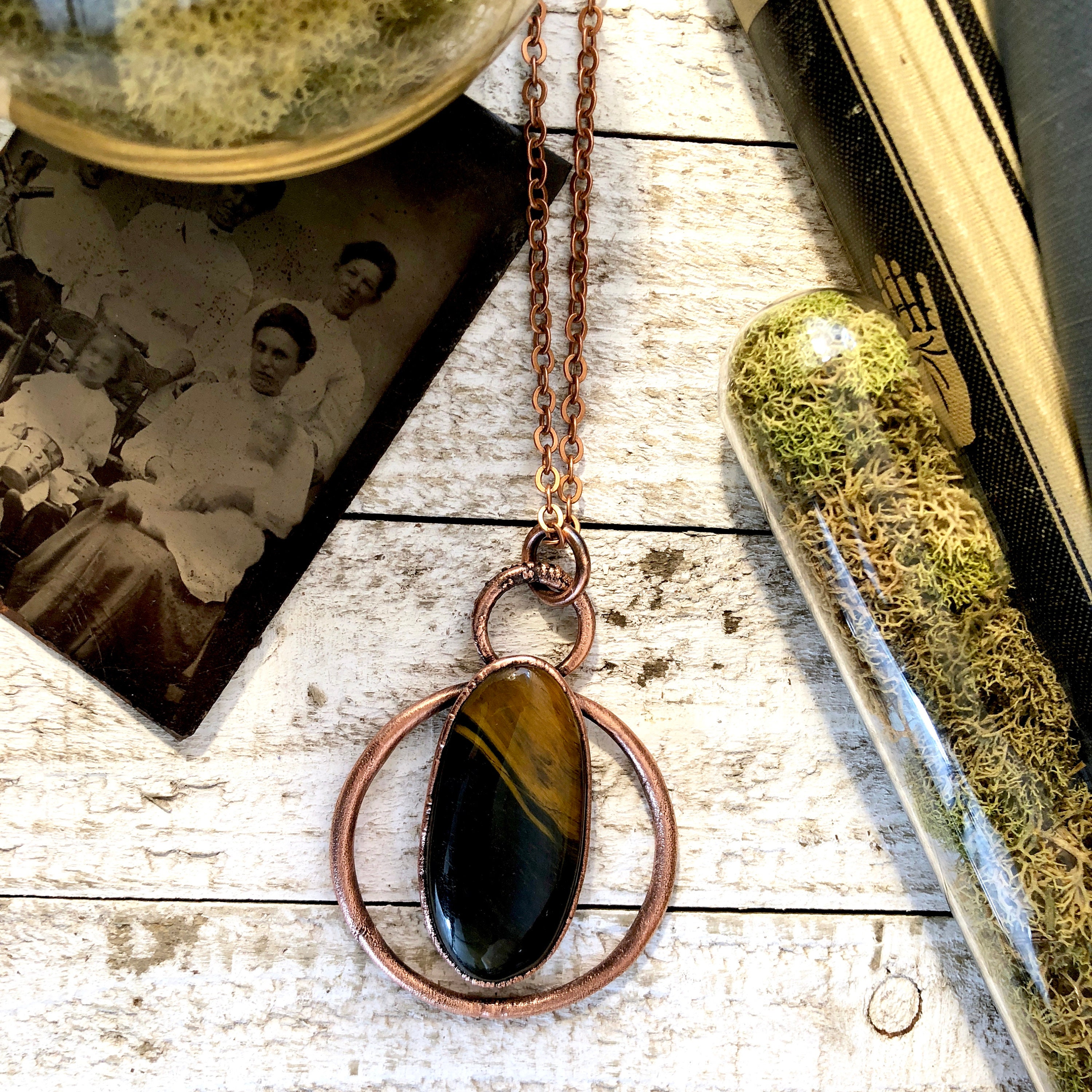 Blue tigers eye necklace Clearance