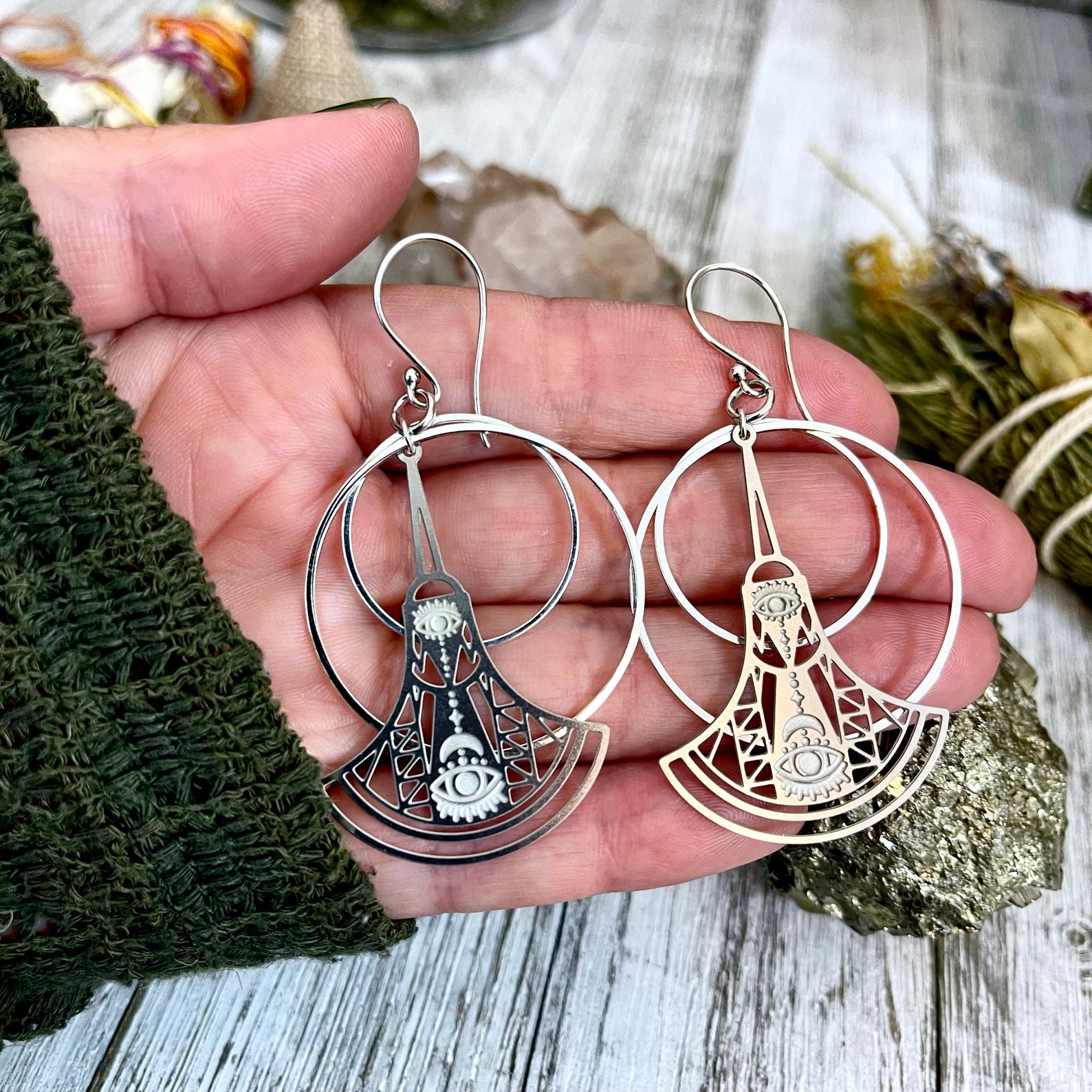 Sterling Silver & Stainless Steel All Seeing Eye Geometric Etsy