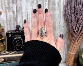 Pyrite Crystal Ring Fine Silver Size 8.5 / Foxlark Collection - One of a Kind