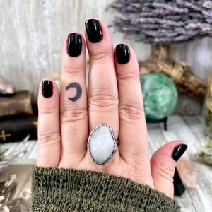 Rose Quartz Ring Small Gemstone Ring Silver Jewelry Size 5 6 7 8 9 10 11 12 / Foxlark  / Pink Crystal Ring / Boho Ring Electroformed Jewelry