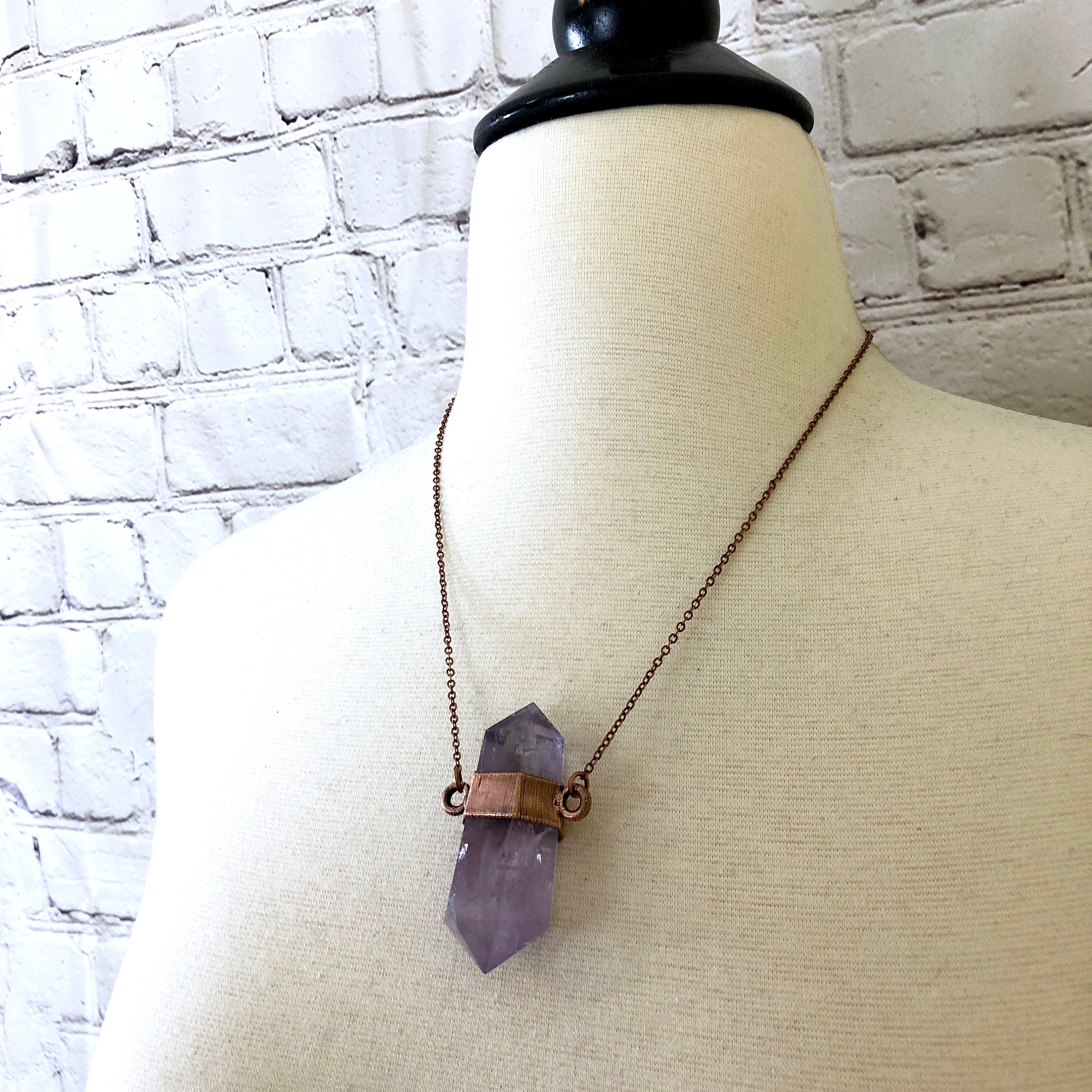 Large Amethyst Crystal Necklace Pendant