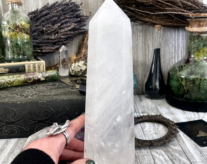 Large Self Standing Clear Quartz Crystal Point / FoxlarkCrystals / Gemstone Tower Crystal Wand Chakra Healing Crystal Home Decor