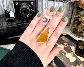 The Colossal Collection - Raw Baltic Amber Ring Fine Silver Size 11 / One of a Kind