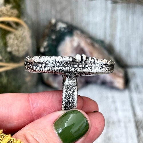Size shops 9 Large Fossilized Palm Root Statement Ring in Fine Silver / Foxlark Collection - One of a Kind