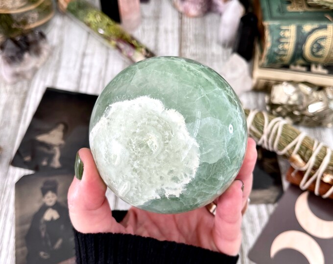 Large Green Fluorite Crystal Ball / FoxlarkCrystals / Big Crystal Sphere Polished Natural Crystal Ball Orb Healing Crystal Home Decor