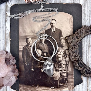 Big Raw Clear Quartz Crystal Necklace in Fine Silver / Foxlark Collection - One of a Kind / Witchy Jewelry Raw Crystal Pendent