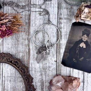 Big Raw Clear Quartz Crystal Necklace in Fine Silver / Foxlark Collection - One of a Kind