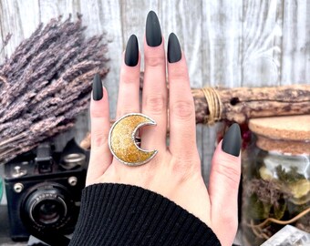 Fossilized Coral Crystal Ring Fine Silver Size 5.5 / Foxlark Collection - One of a Kind