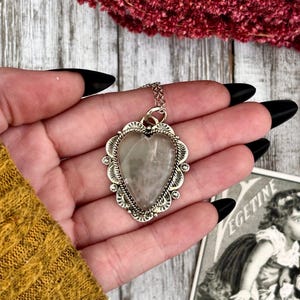 Rose Quartz Crystal Heart Necklace in Sterling Silver -Designed by FOXLARK Collection / Gemstone Jewelry Witchy Crystal Pendant