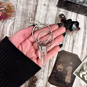 Big Raw Clear Quartz Crystal Necklace in Fine Silver / Foxlark Collection - One of a Kind