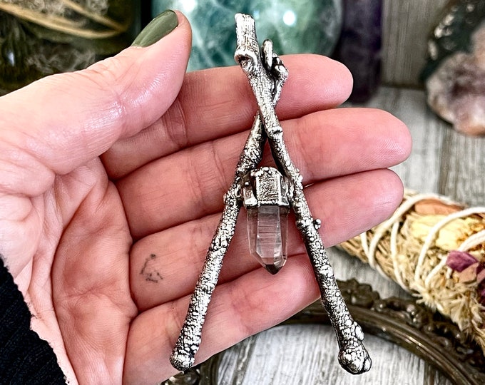 Sticks & Stones Collection - Raw Vera Cruz Amethyst Crystal Necklace in Fine Silver // Big Crystal Necklace. Witchy Jewelry Gothic Pendant