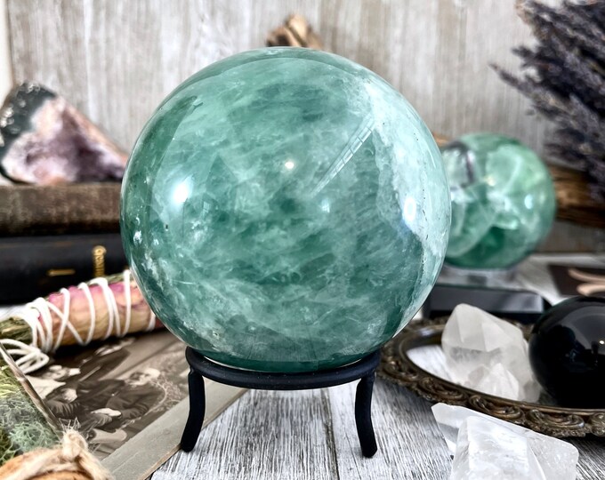 Large Green Fluorite Crystal Ball / FoxlarkCrystals