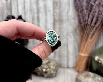 Blue Turquoise Stone Ring Fine Silver Size 9.5 / Foxlark Collection - One of a Kind