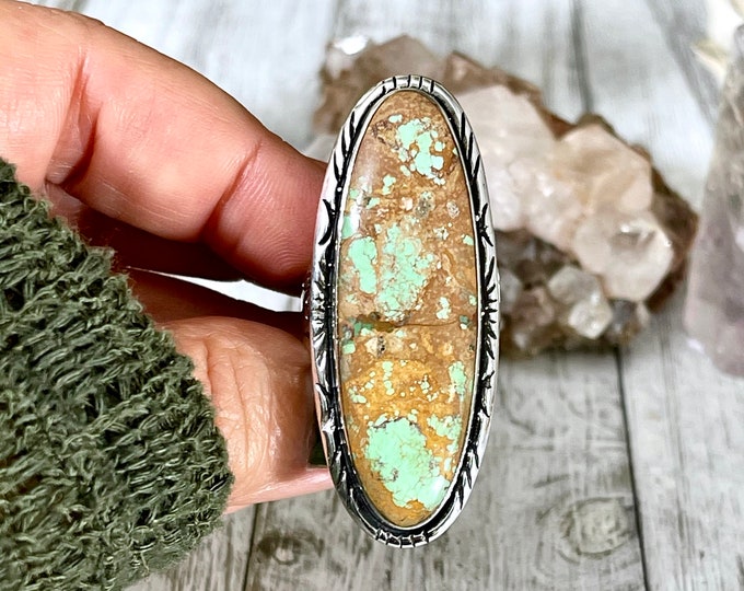 Size 9 Boulder Turquoise Statement Ring Set in Thick Sterling Silver / Curated by FOXLARK Collection