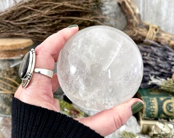 Large Clear Quartz Crystal Ball/ FoxlarkCrystals/ Crystal Sphere Wiccan Pagan Spells Rituals Magic Scrying Orb Metaphysical