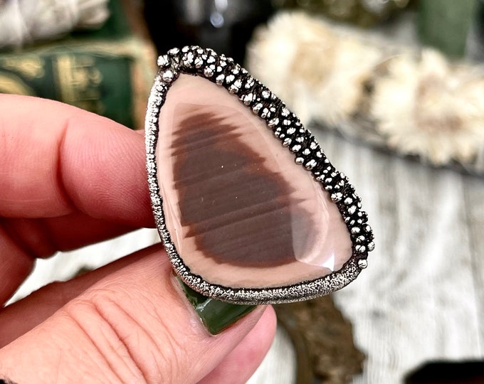 Size 8 Large Imperial Jasper Statement Ring in Fine Silver / Foxlark Collection - One of a Kind / Big Crystal Ring Witchy Jewelry Gemstone