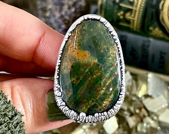 Size 8 Natural Bloodstone Ring In Fine Silver /  Foxlark Collection - One of a Kind