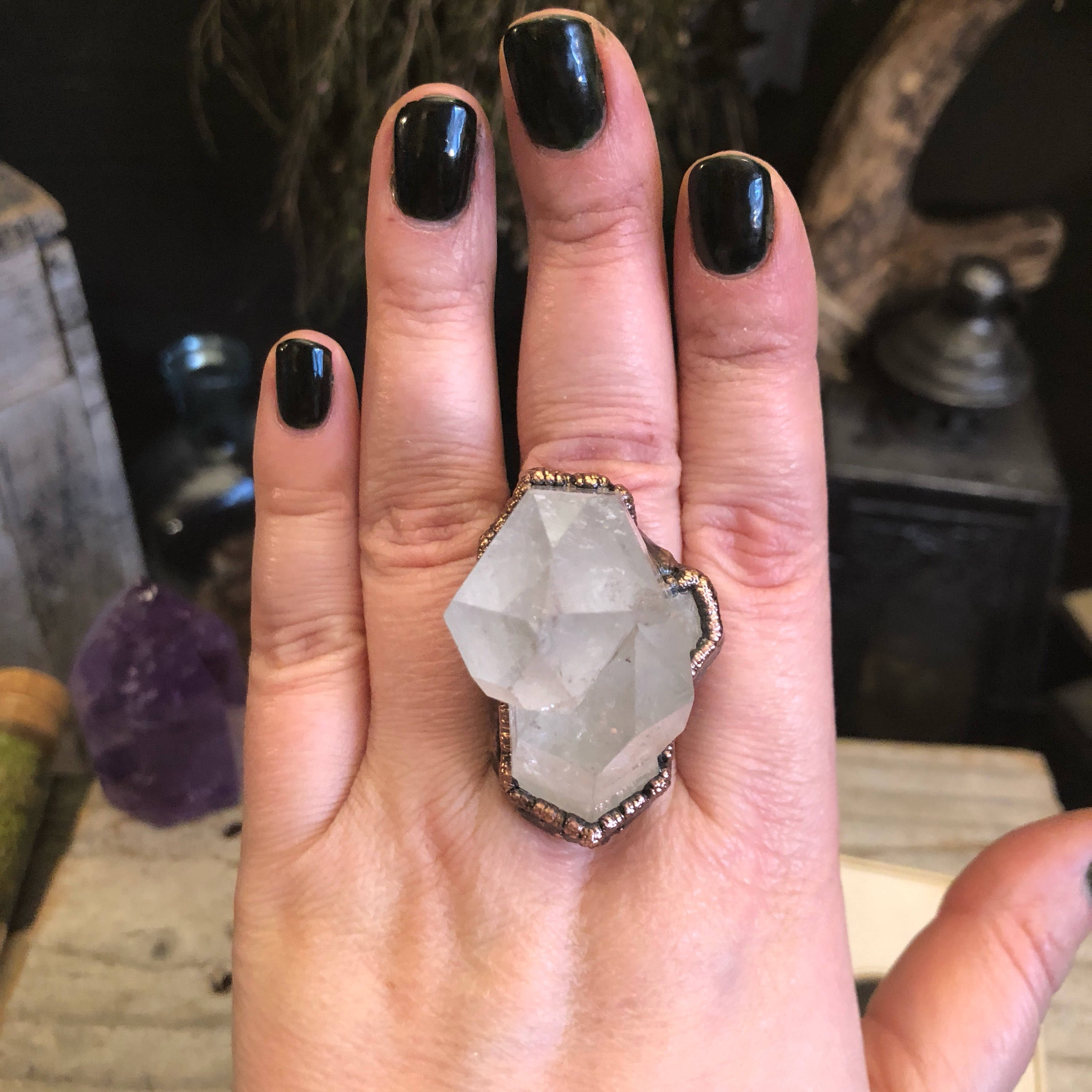 Large crystal ring sale