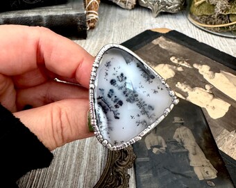 The Colossal Collection - Dendritic Agate Crystal Ring Set in Fine Silver Size 7.5 /One of a Kind