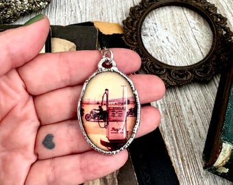 Road To Nowhere - Vintage Motorcycle / Gas Pump Necklace Fine Silver - One of a Kind