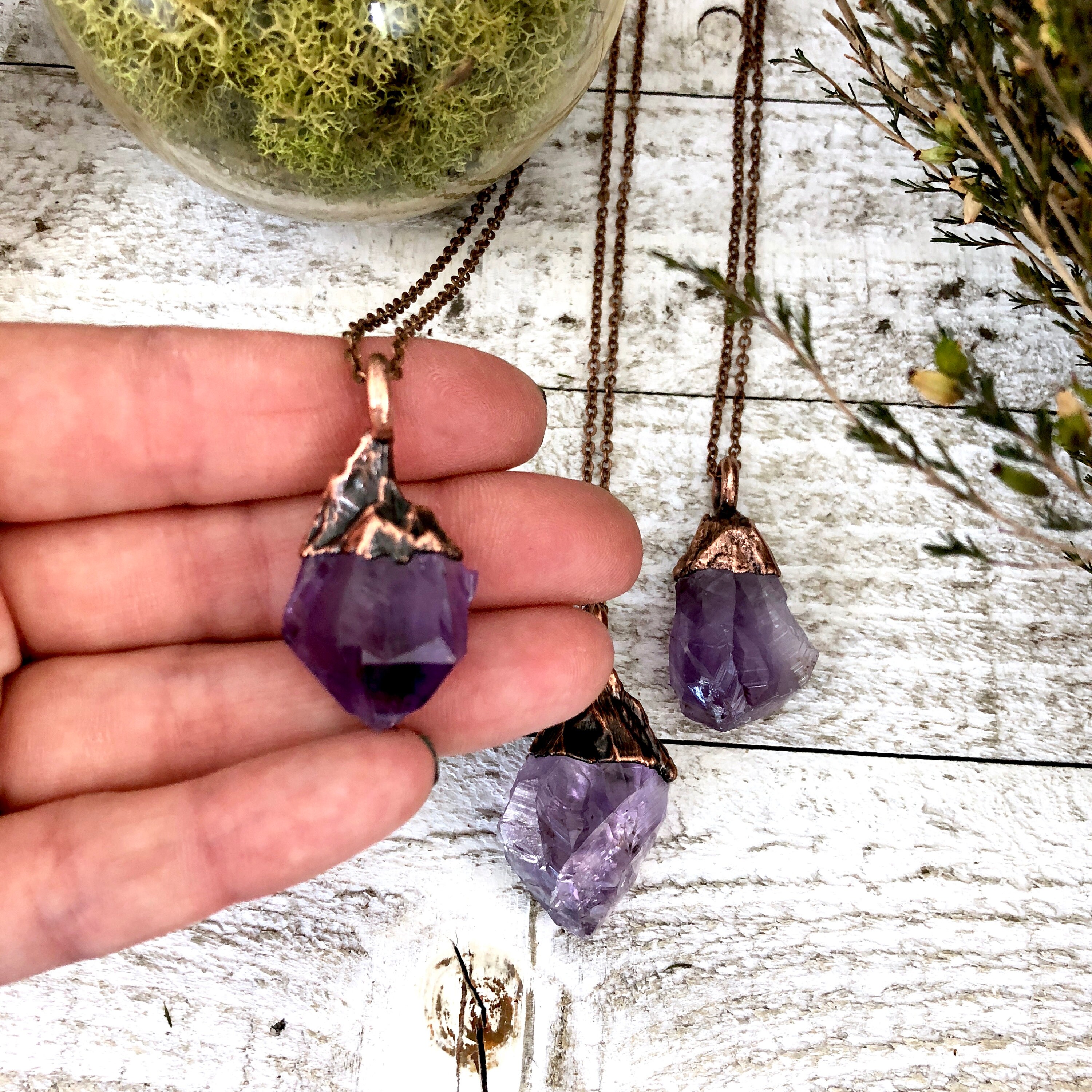 amethyst crystal necklace sterling silver