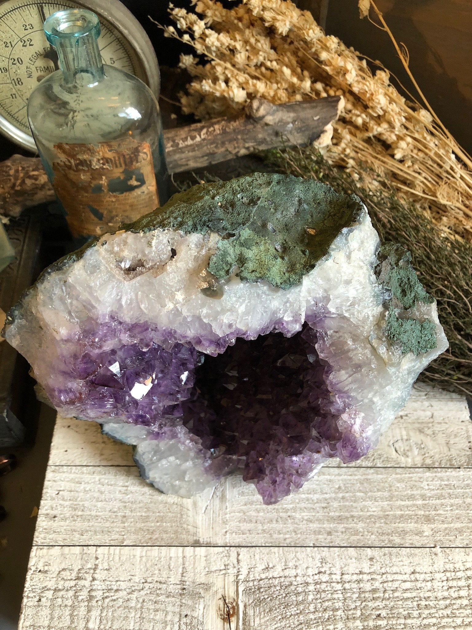 Large Amethyst Geode / Raw Crystal Cluster / Purple