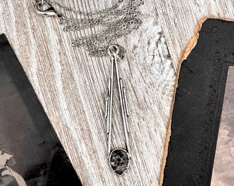 Graphite Included Quartz Crystal Necklace in Fine Silver / Foxlark Collection - One of a Kind