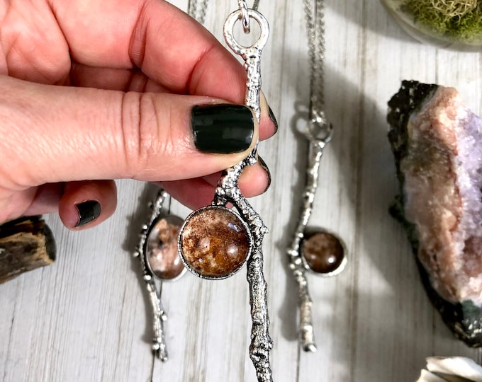 Sticks & Stones Crystal Necklace Pendant / Garden Quartz Necklace