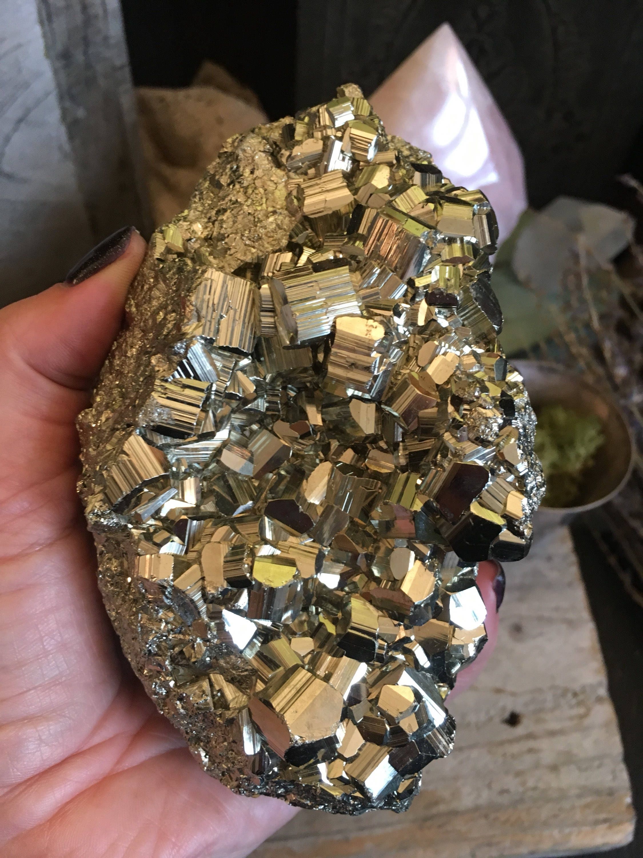 Golden Pyrite Crystal Cluster Raw Crystal Cluster Large Pyrite Cluster