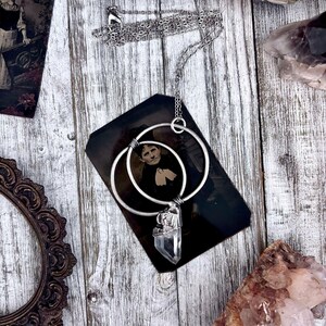 Big Raw Clear Quartz Crystal Necklace in Fine Silver / Foxlark Collection - One of a Kind