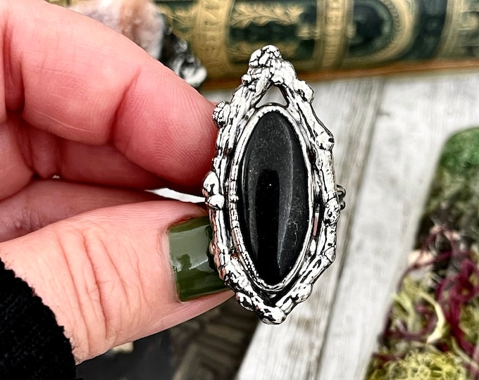 Sticks and Stones Collection- Size 8 Black Onyx Statement Ring in Fine Silver // Big Punk Ring Goth Witchy Crystal Ring Gemstone Jewelry