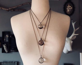 Clear Quartz Crystal Ball Necklace in Copper / Crystal Sphere Pendant Witchy Jewelry / Scrying Orb Gothic Necklace / Electroformed Jewelry