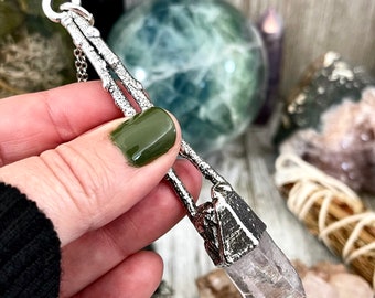 Sticks & Stones Collection - Raw Vera Cruz Amethyst Crystal Necklace in Fine Silver // Big Crystal Necklace. Witchy Jewelry Gothic Pendant