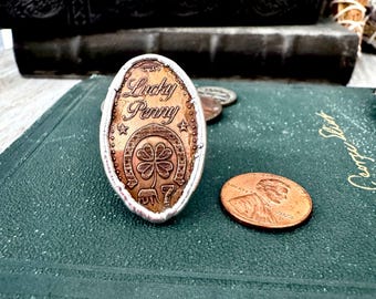 Lucky Penny Club - Lucky Penny Pressed Penny Ring Fine Silver Size 8 / One of a Kind