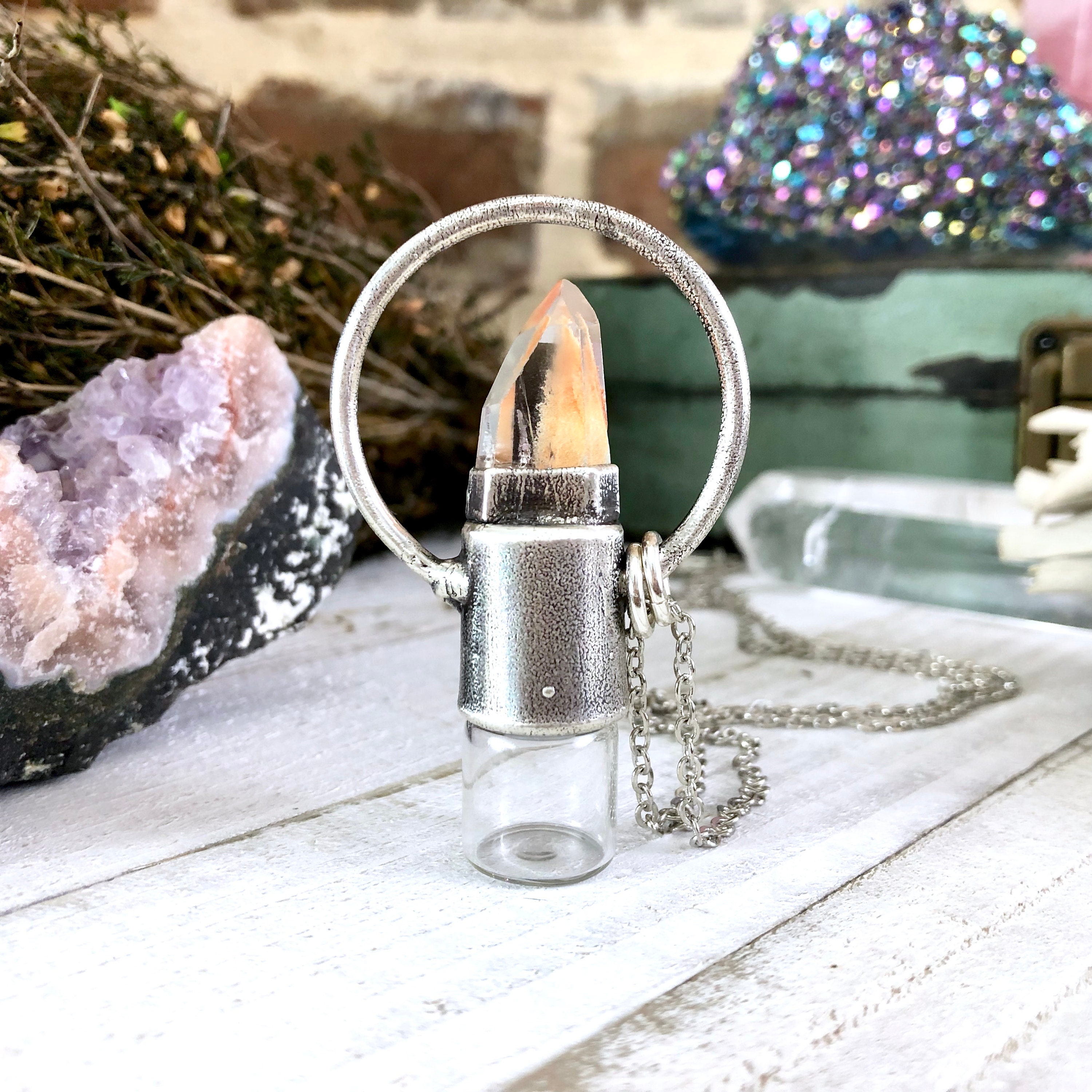Essential oil crystal necklace sale